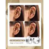 4 Pairs 14K Gold Plated Ear Cuffs, Non Piercing Adjustable Clip On Cartilage Earrings for Women