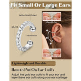 4 Pairs 14K Gold Plated Ear Cuffs, Non Piercing Adjustable Clip On Cartilage Earrings for Women