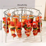 Stainless Steel Vertical Air Fryer Rack With Skewers, Barbecue Grill Stand for Home Oven Use
