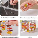 Stainless Steel Vertical Air Fryer Rack With Skewers, Barbecue Grill Stand for Home Oven Use