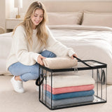 6 Pcs Extra Large Clear Storage Bags With Zipper Handles, Thick Foldable Plastic Bins for Clothes Blankets Toys Moving
