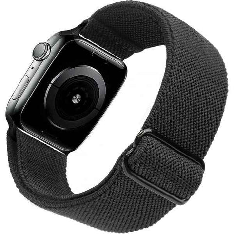 Stretchy Watch Strap Compatible with Apple Watch Band 41mm 40mm 38mm Comfortable Adjustable Sports Band for Women Men - Black_max