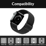 Stretchy Watch Strap Compatible with Apple Watch Band 41mm 40mm 38mm Comfortable Adjustable Sports Band for Women Men - Black_max