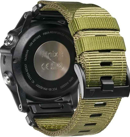 26mm Military Nylon Strap for GARMIN Fenix 7X Pro / 6X Soft Durable Replacement Strap Army Green Army green