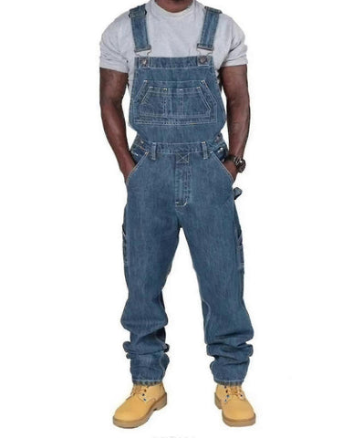 Men's Plus Size Jeans Fashion Jeans Denim Bib Loose Fit Multiple Pockets Adjustable Straps - Perfect 4XL 4XL