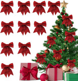 |NN| Christmas red bow, 10 pieces of red Christmas tree bows, Christmas tree decoration