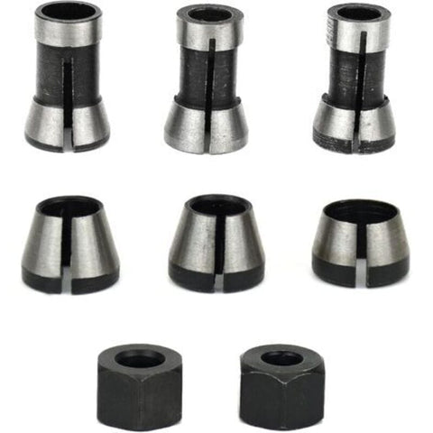 Darrahopens Tools > Power Tools > Power Drills & Accessories Milling Chuck - Set of 6, Countersunk Collet (6 mm, 6.35 mm, 8 mm), Router Collet, Collet Adapter