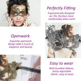 Masquerade Mask - Venetian Mask for Women, Beautiful Elegant Lace Mask for Ladies Halloween Mardi Gras Party Gold+Silver+Black
