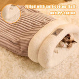 Sleeping Bag for Cat, Warm Pet Bed, Washable Cozy Cave for Cats gray L 34 x W 20 x H 20 cm