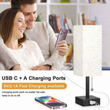 Dimmable Bedside Lamp with USB A and USB C Charging Ports LED Bulb Pull Chain Switch, 3000K 4000K 5000K