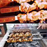 8 Pack Barbecue Utensil, Barbecue Skewers, Extra Long Stainless Steel Skewers with Solid Wood Handle, 50cm
