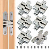 Furniture Hinge6 Pieces Folding Hidden Hinge Cross Hinges, Invisible Hinge Closure, Arched Cabinet Hinges