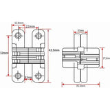 Furniture Hinge6 Pieces Folding Hidden Hinge Cross Hinges, Invisible Hinge Closure, Arched Cabinet Hinges