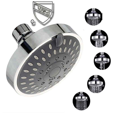 Adjustable Chrome Shower Head, Steel Round Rain Shower Head Mirror Face Shower Head