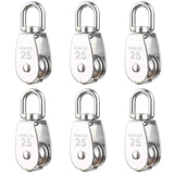 6 Pack M25 Lifting Pulley Loading 150kg, Heavy Duty 304 Stainless Steel Swivel Lifting Rope Pulley Block