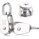 6 Pack M25 Lifting Pulley Loading 150kg, Heavy Duty 304 Stainless Steel Swivel Lifting Rope Pulley Block