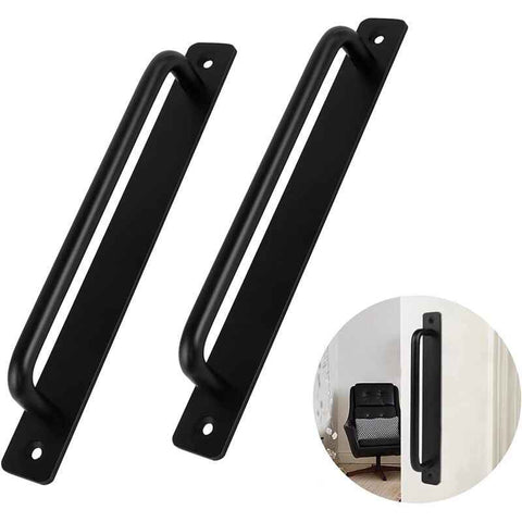 2 Pieces Black Aluminum Alloy Sliding Door Handles with 4 Screws for Barn Door Wardrobe Closet, 211mm