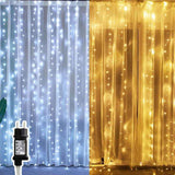 Outdoor LED Light Curtain with 8 Modes Warm White Christmas String Lights, 3 x 3 m, 300 LED