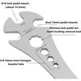 Bicycle Pedal Wrench, Bicycle Pedal Wrench with Extra Long Handle, Multi Purpose Pedal Removal Tool, 0.5625 and Hex Hole, 15mm, 10mm, 8mm, 6mm
