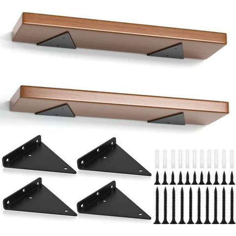 4 Pack Triangle Shelf Brackets, 5.5 Inch Iron Floating Shelf Brackets, Wall Mounted Metal Shelf Brackets for DIY Open Shelves