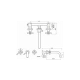 Basin Mixer Tap Matte Black Wall Mounted Bathroom Faucet Double Handle Brass Basin Mixer with Rough inch Valve Included