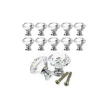 10 Pieces Glass Cupboard Knobs Crystal Diamond Shape Pull Handle for Drawers Dresser Wardrobe Kitchen Cupboards, 30mm