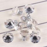 10 Pieces Glass Cupboard Knobs Crystal Diamond Shape Pull Handle for Drawers Dresser Wardrobe Kitchen Cupboards, 30mm