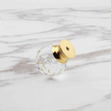 10 Pack Handle Door Knob Diameter Crystal Gold, Cabinet Knobs Mant Round Glass Knobs Decoration for Furniture Drawer, 30mm