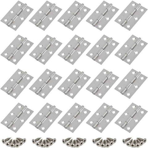 20 Pieces Hinges Stainless Steel Hinges, Door Hinge, Flat Folding Hinge Holes, Cabinet Drawer Hinge, Window Hinge Connectors, Box Cabinet Hinge Silver