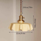 Retro French Cream Glass Ceiling Light Cream Yellow, E27 6W, Diameter, 220mm