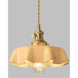 Retro French Cream Glass Ceiling Light Cream Yellow, E27 6W, Diameter, 220mm