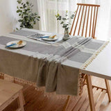 Tablecloths, Embroidery Table Cloth Washable Cotton Linen Tassel Tablecloth, Anti Fade Wrinkle Free Table Cover, Grey, 100 x 160cm