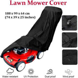 Waterproof Lawn Mower Cover 190T with Drawstring and Storage Bag Anti UV Dustproof, 187.96 x 99 x 63.5cm