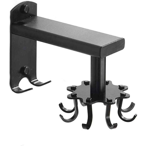 Rotating Wall Hook for Kitchen, 360 Rotatable Kitchen Utensil Holder, Wall Mounted Kitchen Utensil Holder with 8 Hooks for Bathroom and Kitchen, Black