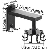 Rotating Wall Hook for Kitchen, 360 Rotatable Kitchen Utensil Holder, Wall Mounted Kitchen Utensil Holder with 8 Hooks for Bathroom and Kitchen, Black