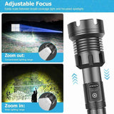 LED Tactical Flashlight 90000 Lumens COB USB Rechargeable IP65 Waterproof with 10000mAh Battery