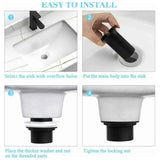 Pop up Drain, Pop up Drain Without Overflow, Universal Pop up Sink Drain, Sink Drain, Black Drain for Sink and Sink