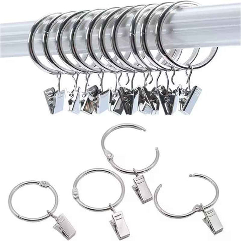 30 Pieces Curtain, Curtain Rings with Clips, Strong Drapery Clips, Hooks on Tension Rod Holder