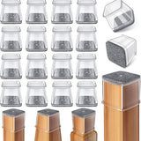 16 Pcs Square Silicone Chair Leg Protectors, Transparent Silicone Floor Protectors for Hardwood and Tile Floors, for Chair Legs with Felt, 32-40 mm In Australia - Darrahopens