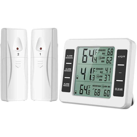 Amir Refrigerator Thermometer, Wireless Indoor Outdoor Thermometer, Temperature Sensor with Audible Alarm, Temperature Gauge for Freezer, Kitchen In Australia - Darrahopens