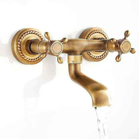 Vintage Copper Wall-Mounted Faucet, Antique Rotating Kitchen Sink with 180 Degree Rotation and Hot and Cold Water In Australia - Darrahopens