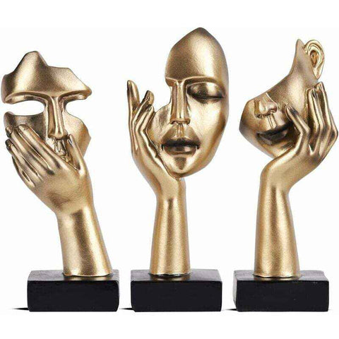 3 Pcs Thinker Statues, Gold and Black Abstract Art Sculpture, Office Decoration, Christmas Gift, New Year Gift, 3 Gold Pieces In Australia - Darrahopens