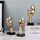 3 Pcs Thinker Statues, Gold and Black Abstract Art Sculpture, Office Decoration, Christmas Gift, New Year Gift, 3 Gold Pieces In Australia - Darrahopens