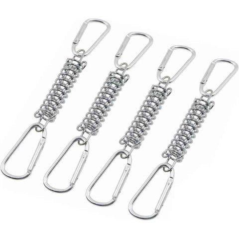 4 Pcs Spring Loop Tension Blind Fixing, Shade Sail Fixings Accessories in Stainless Steel with 4 Helical Springs and 8 Carabiners for Tents, Awnings