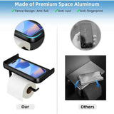 Toilet Paper Holder, Wall-Mounted Toilet Roll Holder with Aluminum Storage Shelf for Bathroom and Kitchen, Black In Australia - Darrahopens