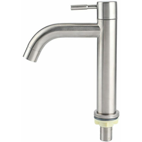 Single G1 2 Brushed Stainless Steel Cold Water Tap with Large Single-Hole Basin