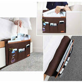 Sofa Armrest Organizer, Storage Chair Bag with 5 Pockets, Chair Cover for Remote Control, iPad, Magazine, Glasses, Brown In Australia - Darrahopens