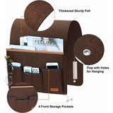 Sofa Armrest Organizer, Storage Chair Bag with 5 Pockets, Chair Cover for Remote Control, iPad, Magazine, Glasses, Brown In Australia - Darrahopens