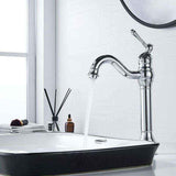 Retro Swivel Basin Mixer Tap, 360 Degree Rotating, Single Lever, High Spout, Hot and Cold Water, Chrome