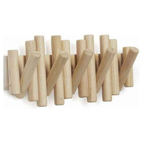 Wall-Mounted Coat Rack with 5 Hooks, Made of Natural Wood, 37.1 x 16.5 x 4.4 cm In Australia - Darrahopens